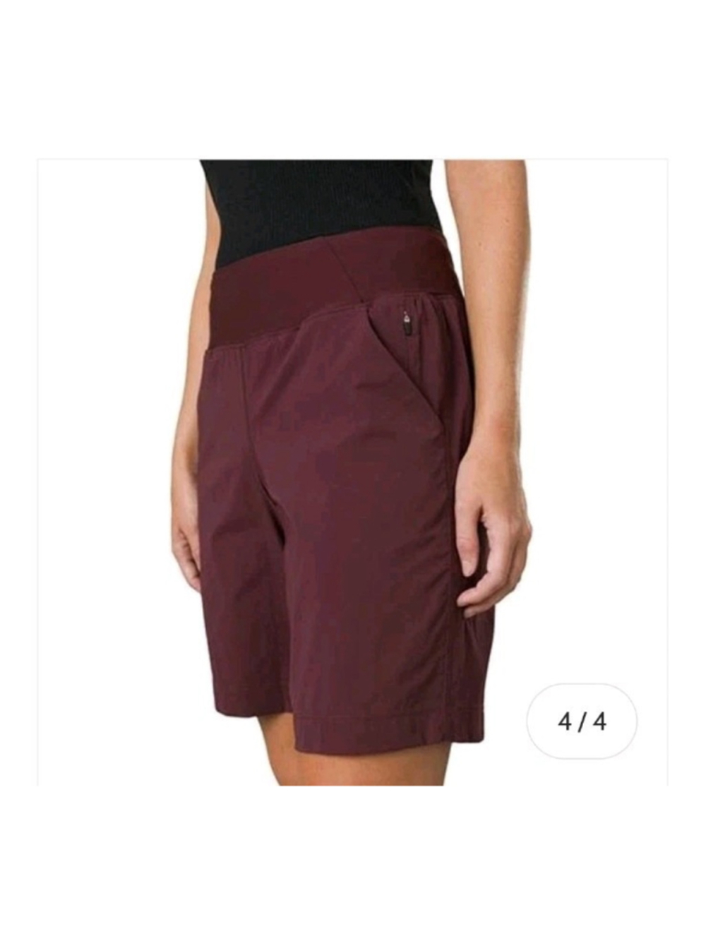 prAna Koen Womens Long Shorts Sz M Burgundy Stretch Hiking Travel Pull On 9.5"